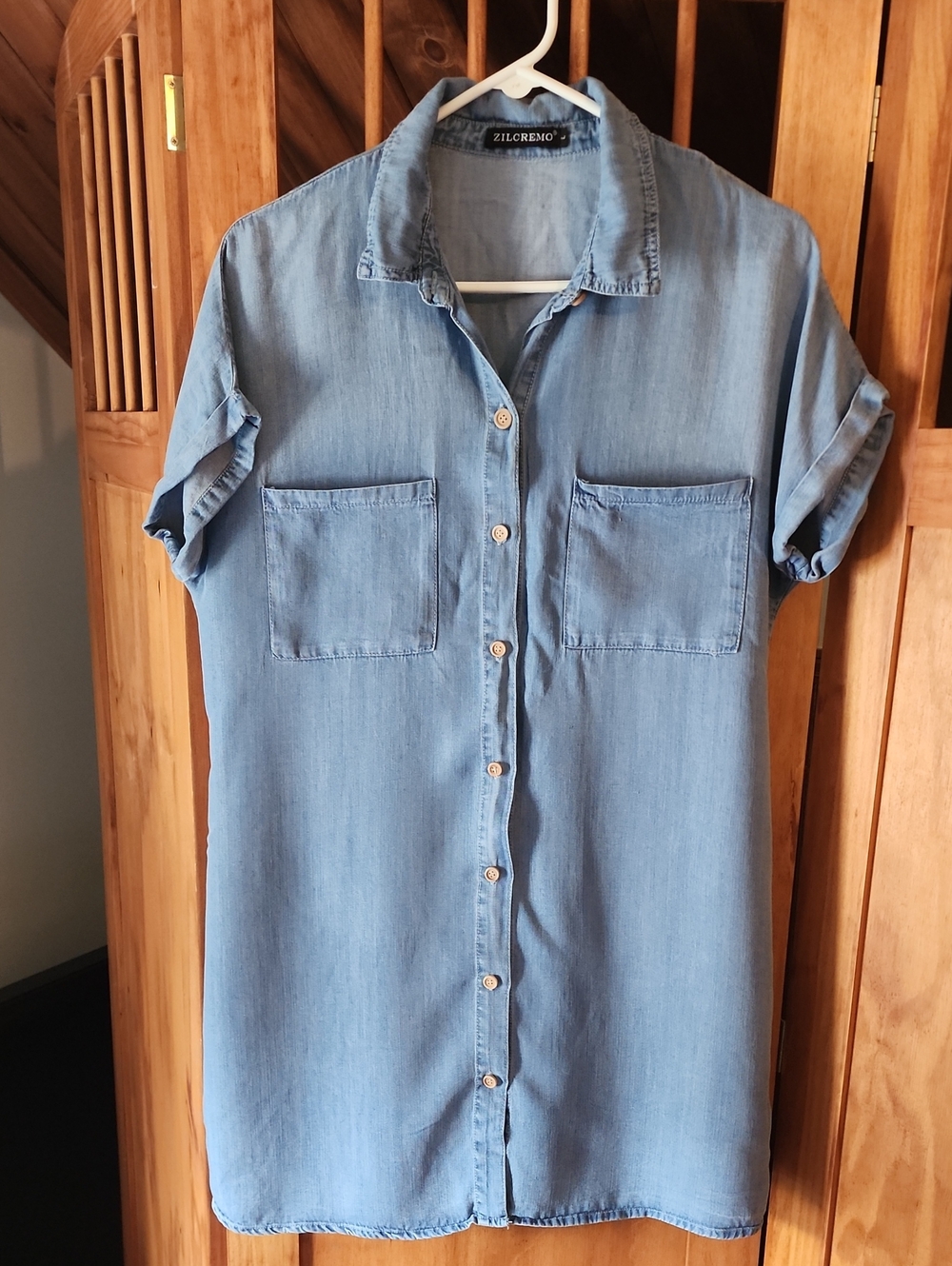 Zilcremo Light Blue Button-Down Shirt Dress